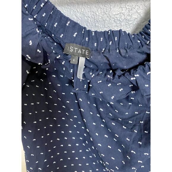 1 State Poetic Punch Blue & White  Off The Shoulder Blouse Size Large NWT - Picture 7 of 9
